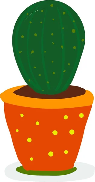 Grön Kaktus Gul Blom Kruka Vektor Eller Färg Illustration — Stock vektor