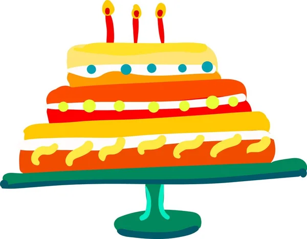Kleurrijke Versierde Cake Vector Kleur Illustratie — Stockvector