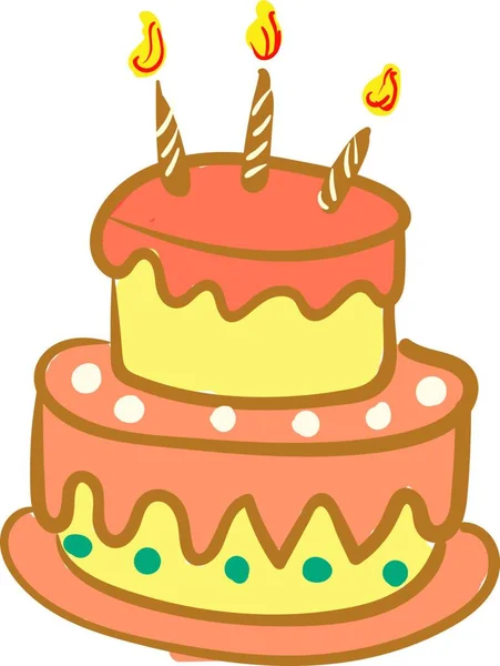 Tort Urodzinowy Wektorową Świecą Lub Kolorową Ilustracją — Wektor stockowy