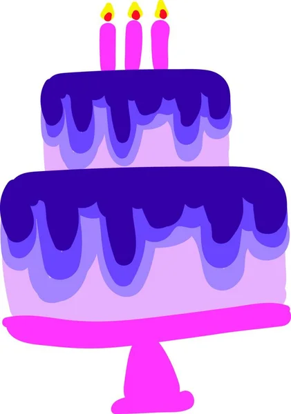 Roze Paarse Fondant Cake Vector Kleur Illustratie — Stockvector