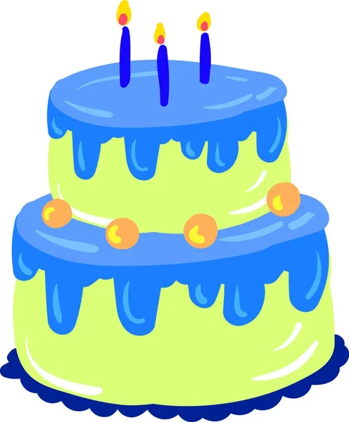 Pastel Fondant Azul Para Vector Cumpleaños Ilustración Color — Archivo Imágenes Vectoriales