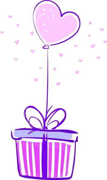 Όμορφο Κουτί Δώρου Διάνυσμα Μπαλόνι Έγχρωμη Απεικόνιση — Διανυσματικό Αρχείο
