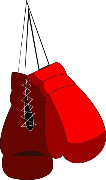 Paire Gants Boxe Rouge Vecteur Illustration Couleur — Image vectorielle