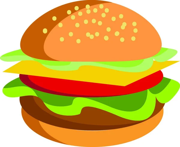 Gran Vector Hamburguesa Ilustración Color — Archivo Imágenes Vectoriales