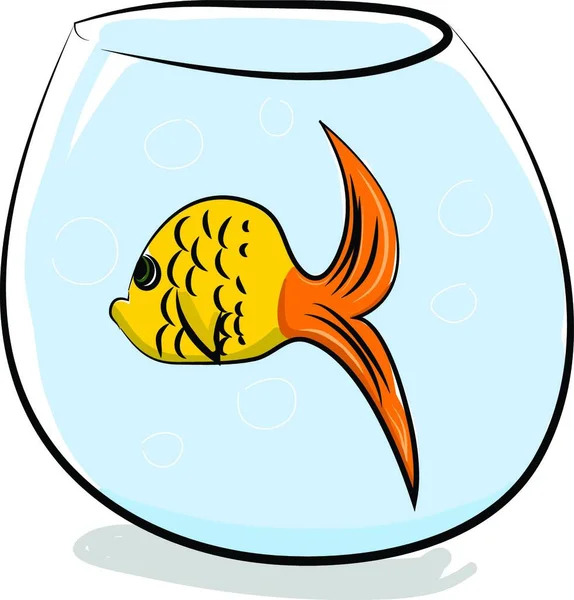 Acuario Con Vector Peces Amarillos Ilustración Color — Vector de stock