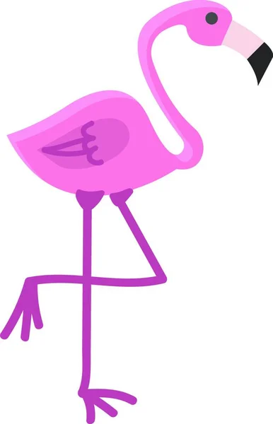 Flamingo Πουλί Στέκεται Διάνυσμα Έγχρωμη Απεικόνιση — Διανυσματικό Αρχείο