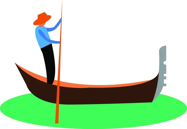 Homme Propulse Vecteur Bateau Gondole Une Illustration Couleur — Image vectorielle