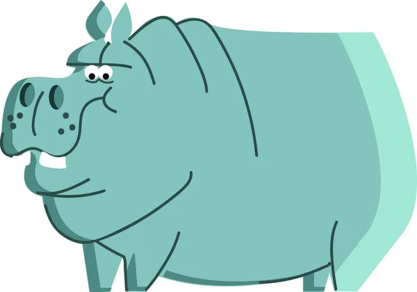 Vetor Hipopótamo Zangado Azul Ilustração Cor — Vetor de Stock
