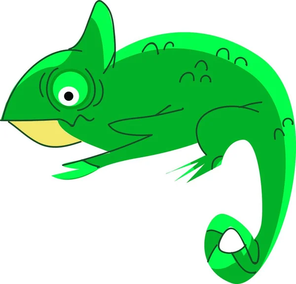 Een Grote Groene Kameleon Vector Kleur Illustratie — Stockvector