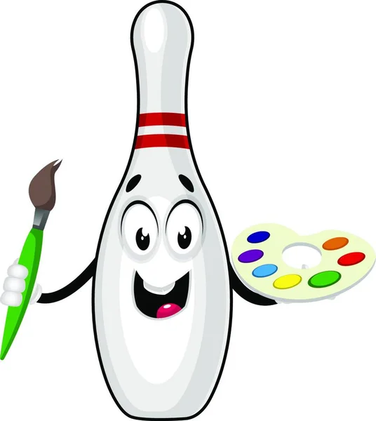 Bowlingstift Mit Farbpalette Illustration Vektor Auf Weißem Hintergrund — Stockvektor