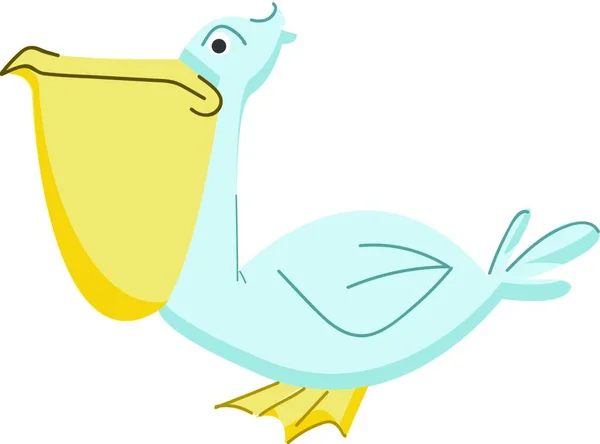 Pelican Fågel Med Lång Hals Påse Vektor Eller Färg Illustration — Stock vektor
