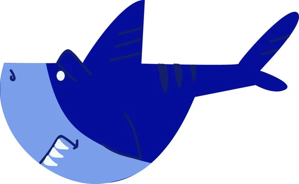 Tiburón Azul Con Vectores Dientes Afilados Ilustración Color — Vector de stock