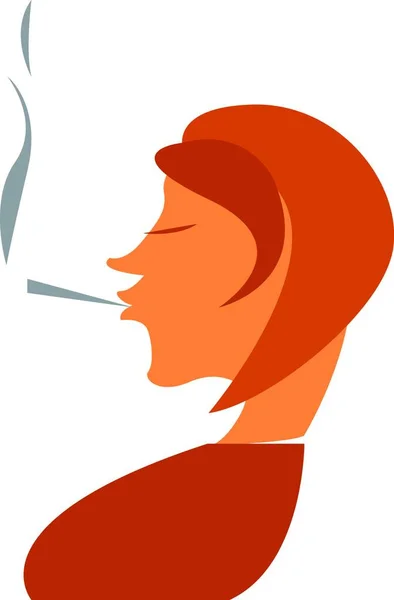Woman Smoking Cigarette Vector Color Illustration — Stock Vector
