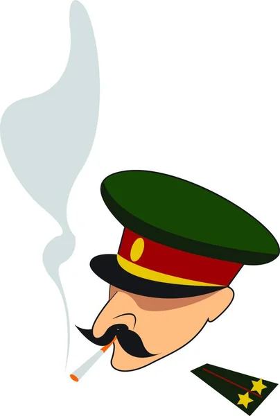 Куріння Офіцера Армії Векторна Або Кольорова Ілюстрація — стоковий вектор