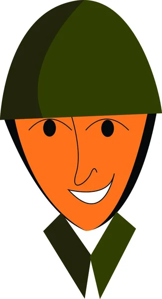 Ένα Χαρούμενο Πρόσωπο Στρατιώτη Εικόνα Χρώματος — Διανυσματικό Αρχείο