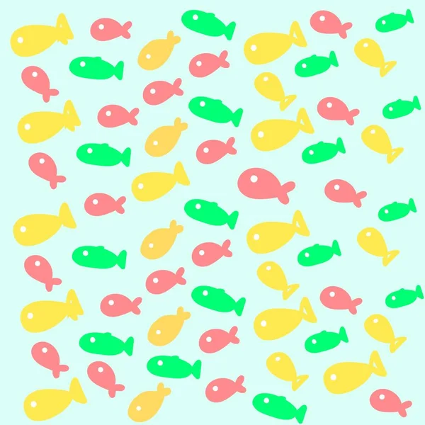 Texture Light Blue Background Colorful Fish Vector Illustration — Stock Vector