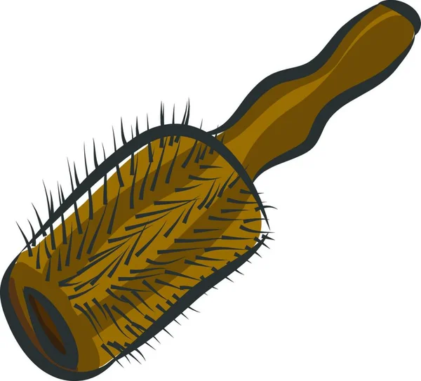 Brown Hair Brush Vector Illustration White Background — Stock Vector