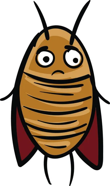 Sad Brown Cockroach Vector Illustration White Background - Stok Vektor