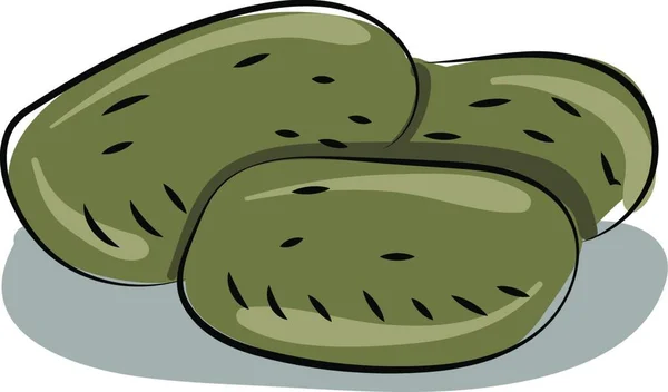 Een Enkele Groene Witte Vector Illustratie Van Een Halve Avocado — Stockvector