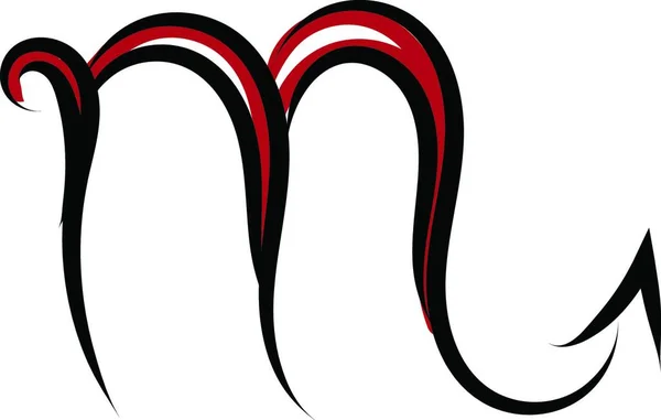 Croquis Simple Tatouage Noir Rouge Signe Horoscope Illustration Scorpiovector Sur — Image vectorielle