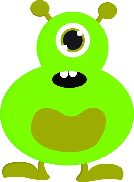 Verraste Groene One Eyed Monster Vector Illustratie Witte Achtergrond — Stockvector