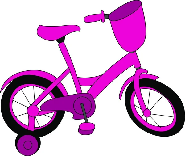 Rosa Liten Cykel Illustration Vektor Vit Bakgrund — Stock vektor