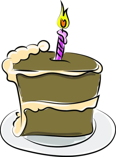 Illustrazione Una Torta Compleanno Con Una Candela — Vettoriale Stock