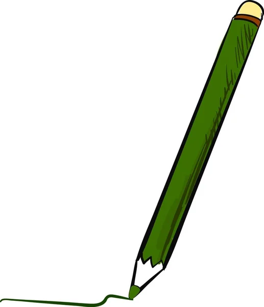 Zielony Ołówek Ilustracja Wektor Białym Tle — Wektor stockowy