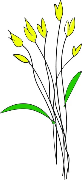 Bosquejo Flores Amarillas Primavera Vector Rgb Básico Sobre Fondo Blanco — Vector de stock