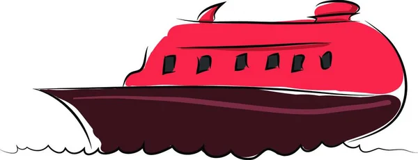 白い背景に漫画の赤いボートのベクトルイラスト — ストックベクタ