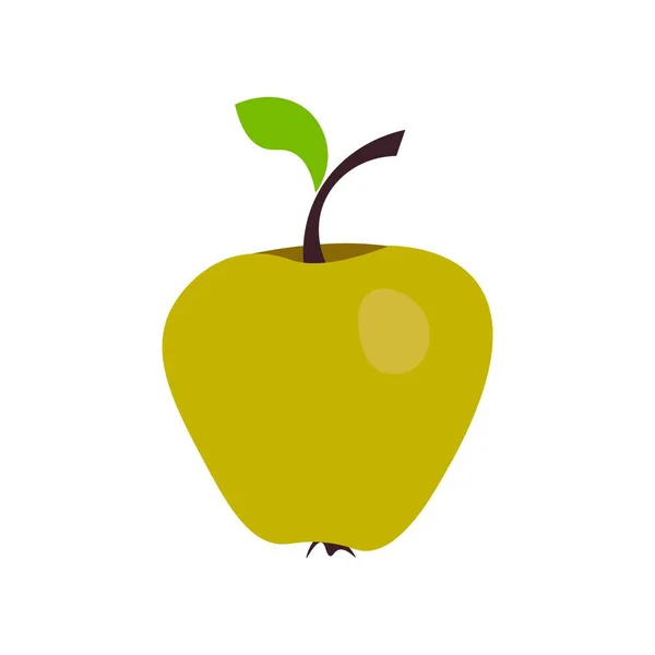 Enkel Grön Äpple Vektor Illustration Vit Bakgrund — Stock vektor