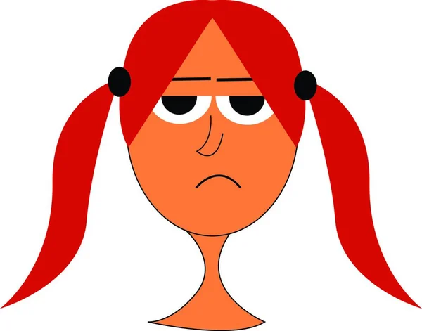 Cartoon Mad Girl Mit Roten Haaren Vektor Illustration Auf Weißem — Stockvektor