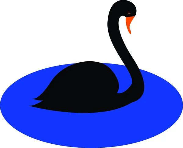 Simple Cartoon Black Swan Vector Illustration White Background — Stock Vector