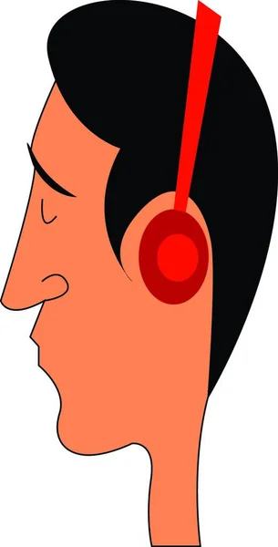 Männerkopf Mit Kopfhörern Illustrationsvektor Auf Weißem Hintergrund — Stockvektor