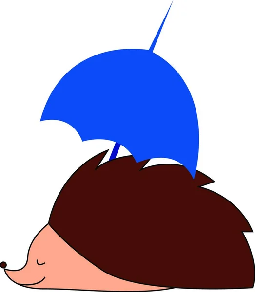白い背景の傘のイラストのベクトルが付いているヘッジホッグ — ストックベクタ