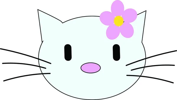 Hellokitty Tragen Lila Blume Illustration Vektor Auf Weißem Hintergrund — Stockvektor