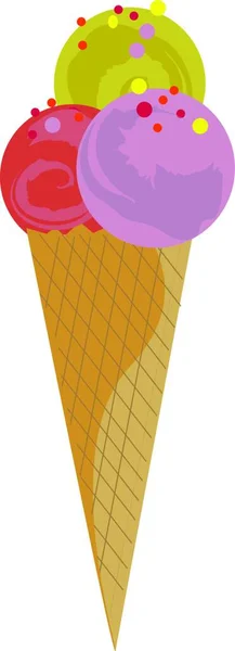 Icecream Avec Différents Fruits Vecteur Illustration Sur Fond Blanc — Image vectorielle