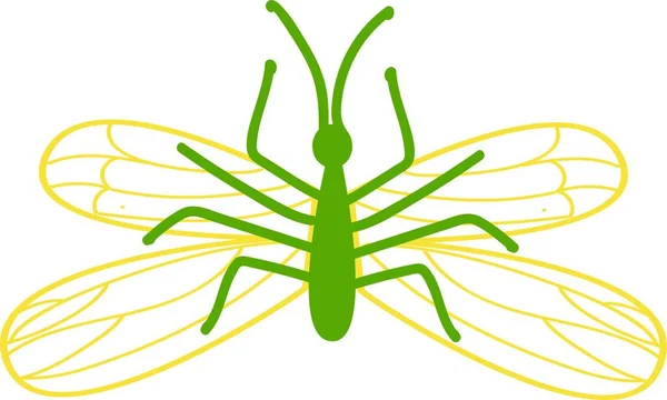 Groen Insect Met Wingsillustration Vector Witte Achtergrond — Stockvector