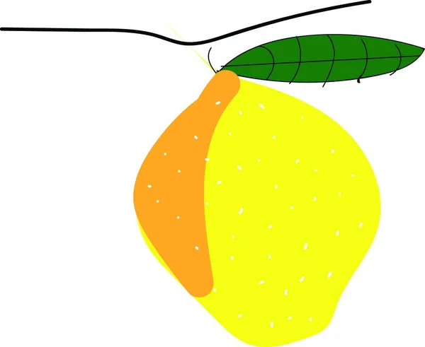 Желтый Лимон Листовым Вектором Белом Фоне — стоковый вектор
