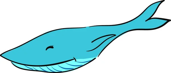 ハッピーブルーロングクジラ イラスト 白い背景にベクトル — ストックベクタ