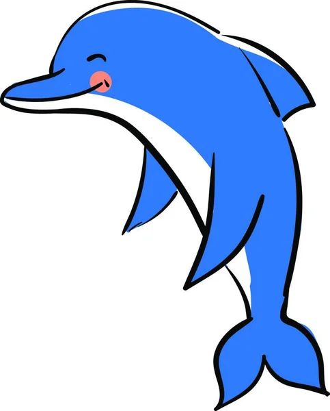 Delfín Azul Feliz Ilustración Vector Sobre Fondo Blanco — Vector de stock