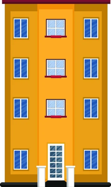 Bâtiment Orange Bande Dessinée Avec Illusions Vectorielles Toit Rouge Sur — Image vectorielle