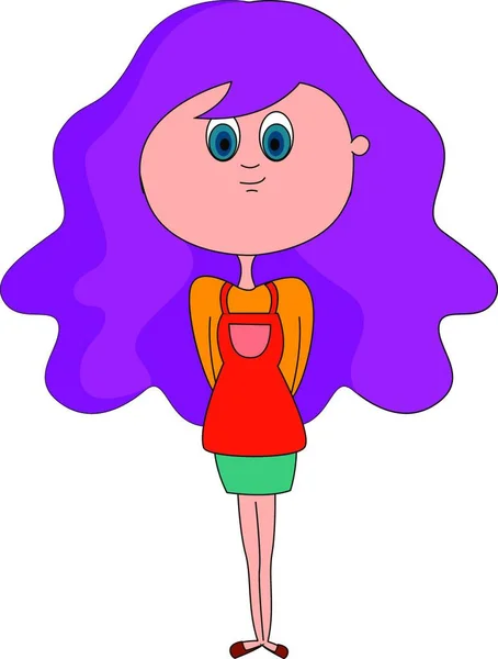 Дівчина Фіолетовим Волоссям Ілюстрація Вектор Білому Тлі — стоковий вектор