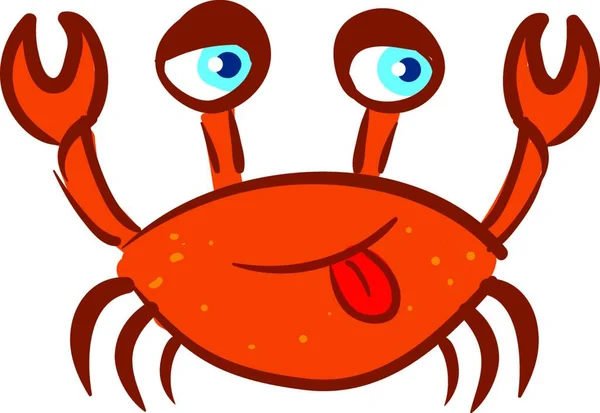 Funny Red Crab Illustration Vector White Background — Stock Vector