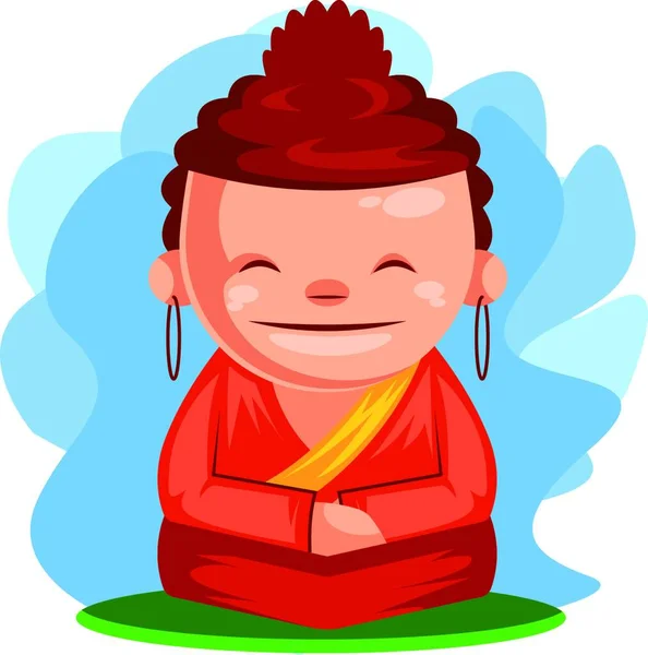 Buddha Kívánja Boldog Kínai Újév Vektor Illusztráció — Stock Vector