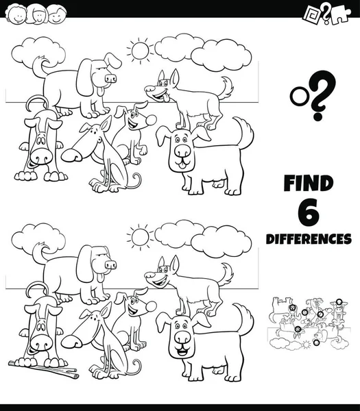 Desenhos Animados Preto Branco Ilustração Encontrar Diferenças Entre Fotos Jogo — Vetor de Stock