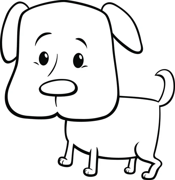 Dibujos Animados Blanco Negro Ilustración Lindo Cachorro Perro Cómic Animal — Archivo Imágenes Vectoriales