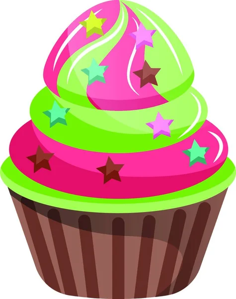 Cupcakes Con Forma Estrella Aspersión Vector Ilustración Sobre Fondo Blanco — Vector de stock
