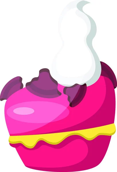 Roze Cupcake Met Witte Glazuur Sprinklesillustratie Vector Witte Achtergrond — Stockvector