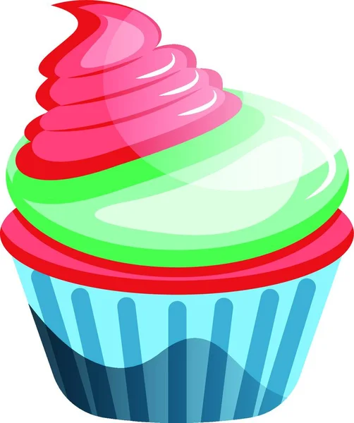 Röd Sammet Cupcake Med Färgglada Glasyr Illustration Vektor Vit Bakgrund — Stock vektor